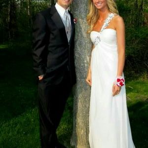 White and Silver Prom dress