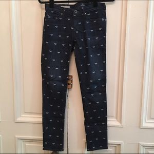 AG Stevie Ankle Heart Printed Jeans