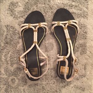 Dolce Vita white and gold flat sandals