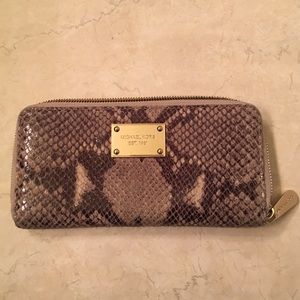 Michael Kors Embossed Python Jet Zip Wallet