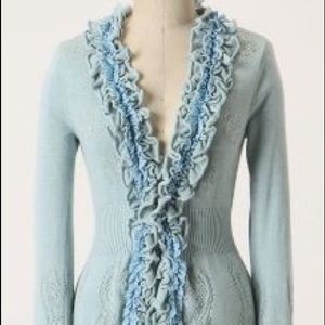 Anthro Guinevere curly top cardigan M/L blue