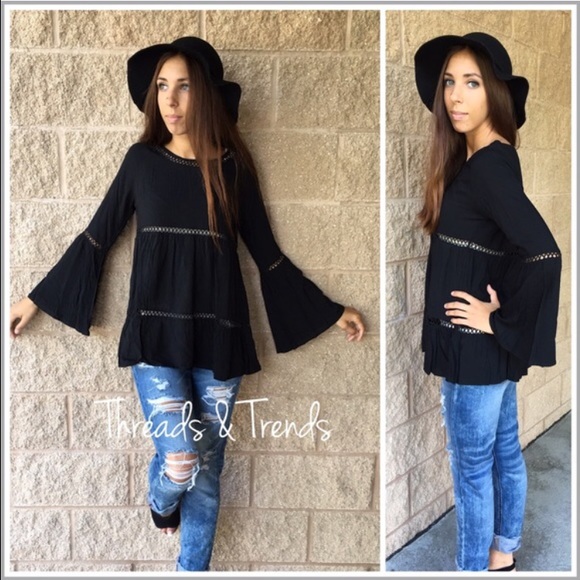 🆕 Boho Bell Sleeve Top - Picture 2 of 2