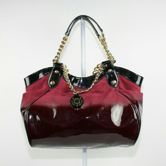 Red and Black Leather Tote Bag