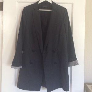 rag and bone  double-breasted navy linen blazer