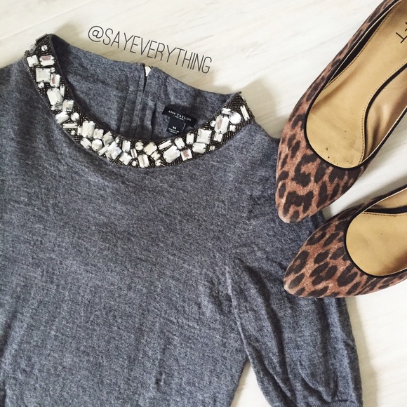 Ann Taylor Sweaters - Ann Taylor Jeweled Collar Sweater
