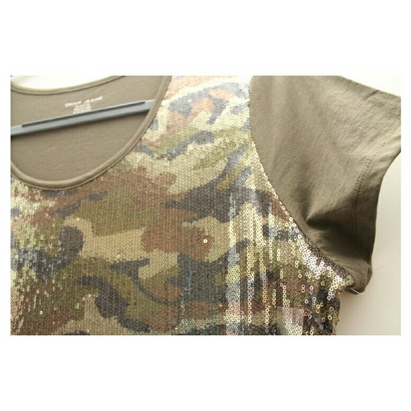 DKNY Jeans sequined army top - Picture 2 of 2