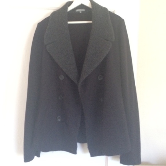 James Perse faux fleece collar knit peacoat