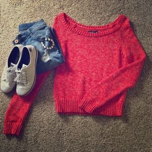 American Eagle Outfitters red knit sweater.