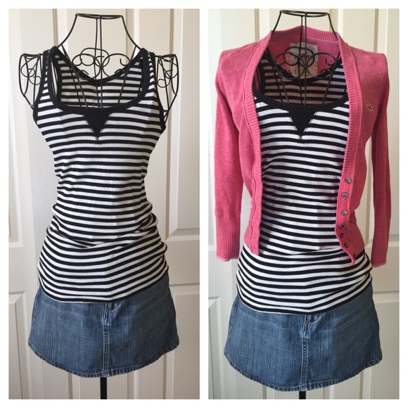 Cozy GAP Black/White Striped Tank - Picture 2 of 4