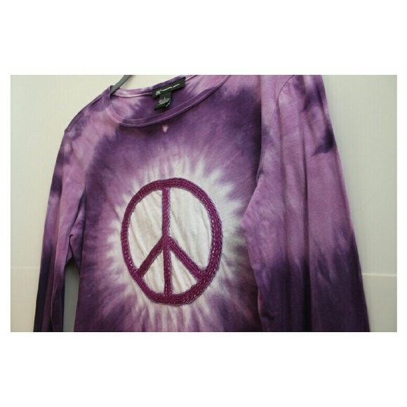 INC Purple tie dye peace long sleeve shirt - Picture 2 of 3