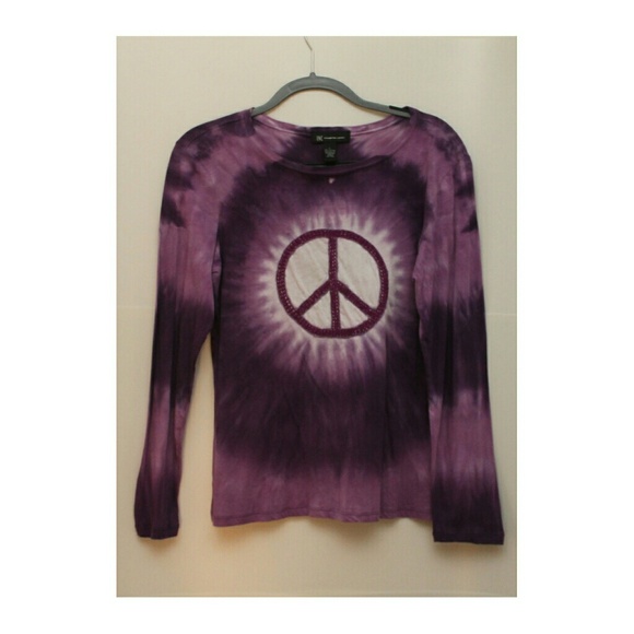 INC Purple tie dye peace long sleeve shirt - Picture 3 of 3