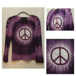 INC Purple tie dye peace long sleeve shirt