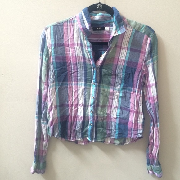 Cropped Flannel Shirt from Urban Outfitters - Picture 1 of 3