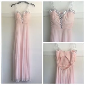 Beautiful pink blush prom formal bridesmaid dress