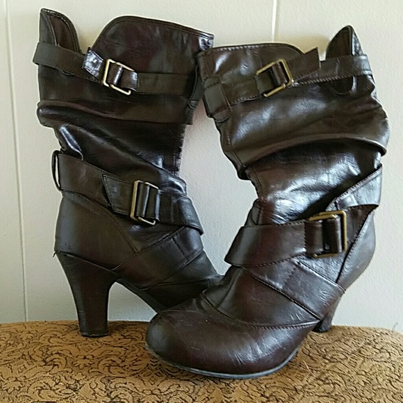 Brown heeled boots