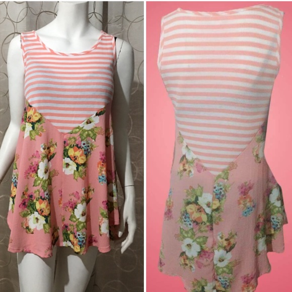 🚫SOLD/BUNDLED🚫 Peachy Floral Stripe Tunic #053 - Picture 4 of 4