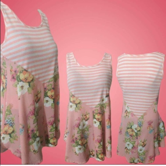 🚫SOLD/BUNDLED🚫 Peachy Floral Stripe Tunic #053 - Picture 2 of 4