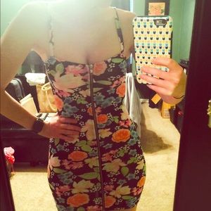 H&M floral tight club dress xs