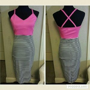 Large colorblock midi dress.
