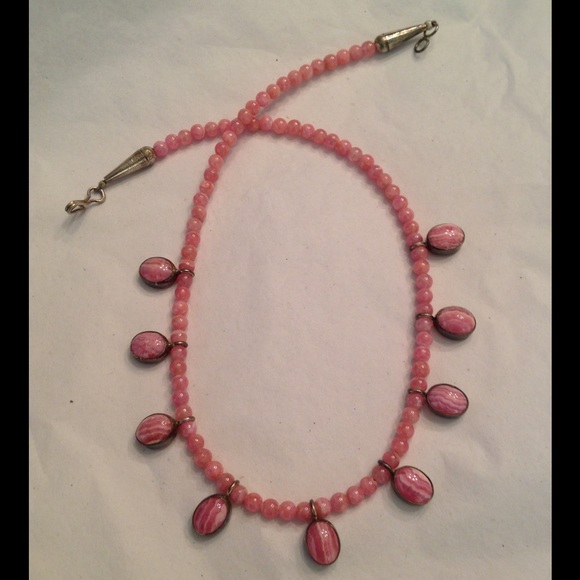 Vintage Rhodochrosite Navajo Sterling necklace