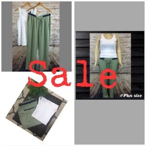 Comfy plus size pant with white top