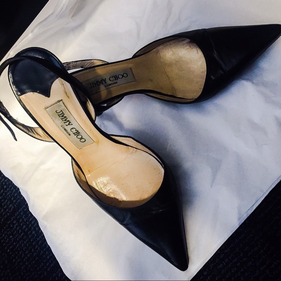 Jimmy Choo Slingback Kitten Heels, Size 38, Black.