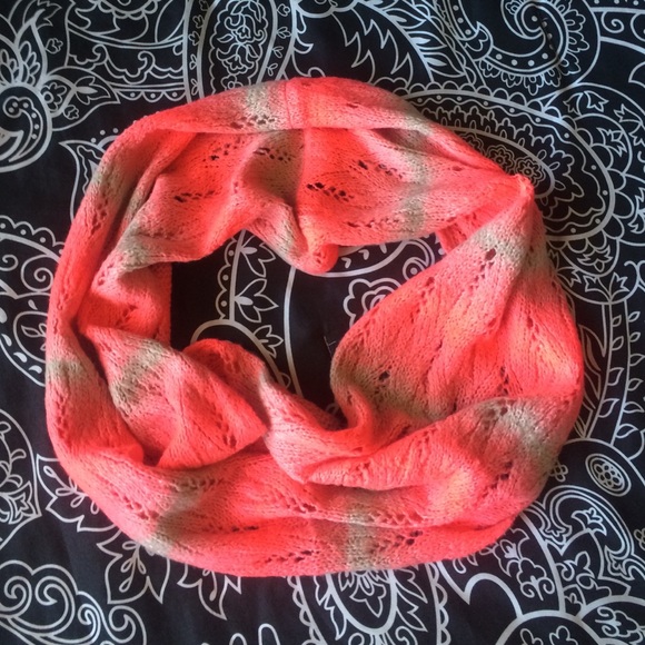 Pink and beige infinity scarf