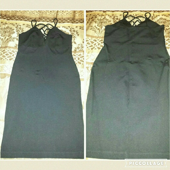 Black midi dress. Large.