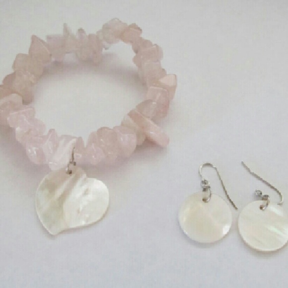 SALE New **HC NaturalRoseQuartz/MOP 925S Heart Set