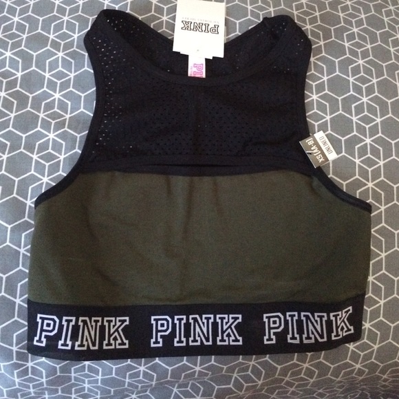 Olive Green PINK Sports Bra