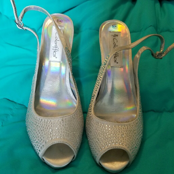 Coloriffics Silver Slingback Heels
