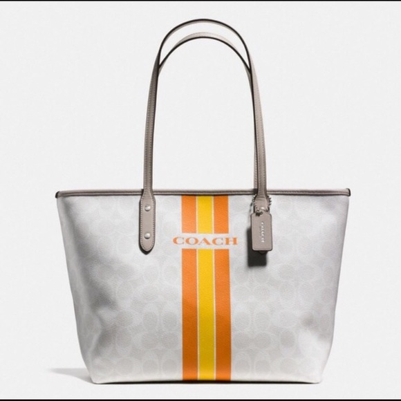 Coach Varsity Stripe City Zip Tote