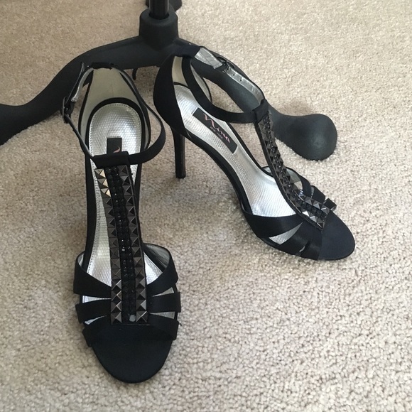 Studded Satin Heels