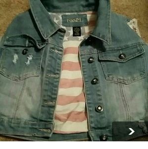 Rue 21 American flag jean vest