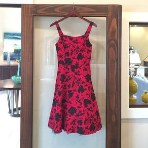Floral red and black dress