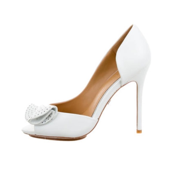 Badgley Mischka white leather stilettos size 10 - Picture 2 of 9