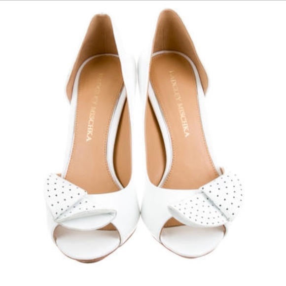 Badgley Mischka white leather stilettos size 10 - Picture 3 of 9