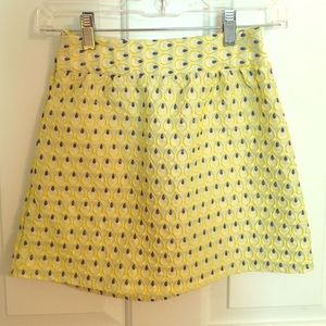 Yellow, Blue and Cream Peacock Patterned Skirt