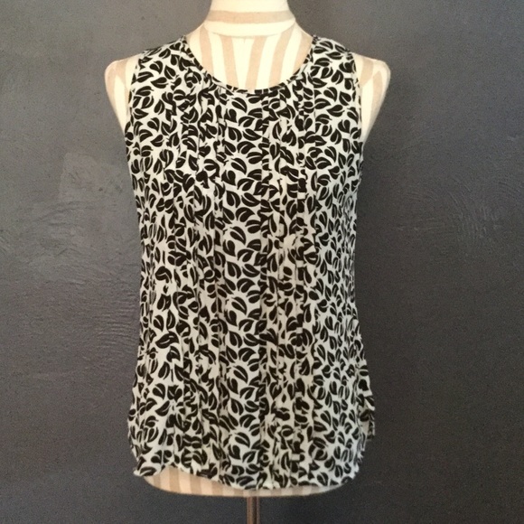 Loft Petites Dress Tank Top  - Leaf Print