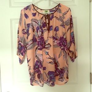 Yumi Kim pink floral blouse gently used medium