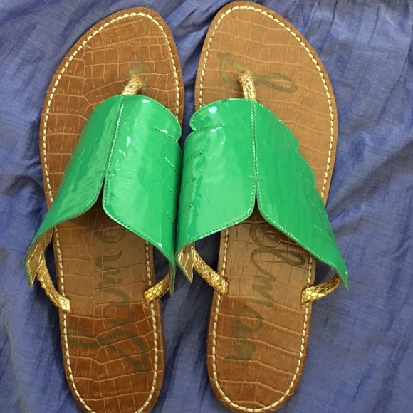 Sam Edelman patent palm leaf sandal