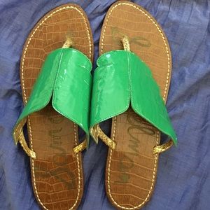 Sam Edelman patent palm leaf sandal