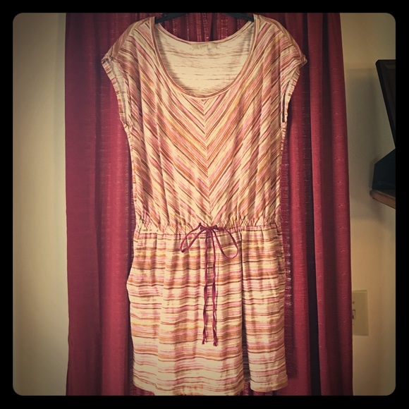 LOFT cotton striped dress with elastic waste