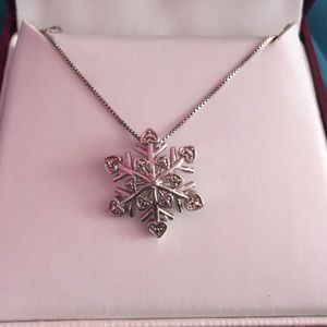 Sterling Silver Snowflake Hearts Necklace