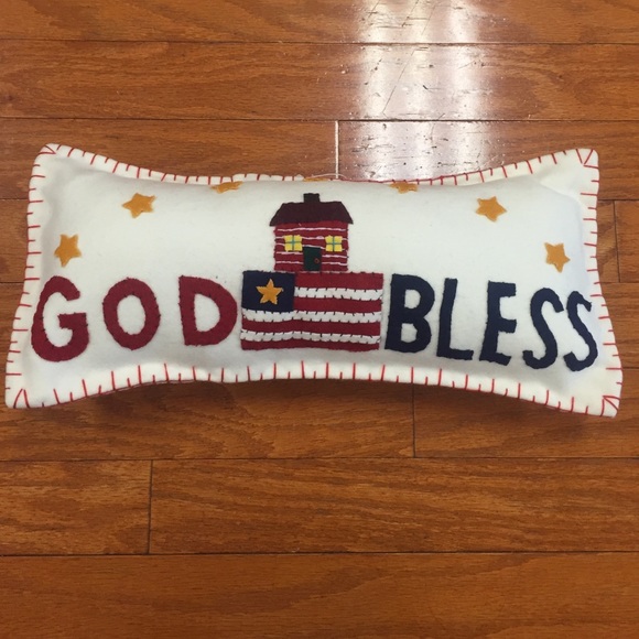 "God Bless" Patriotic Pillow