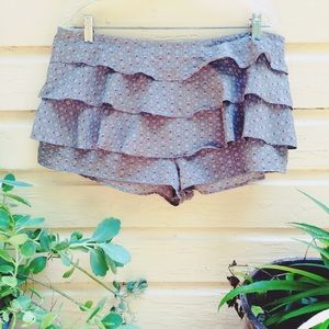 Grey Floral Pattern Kimchi Blue Ruffle Shorts