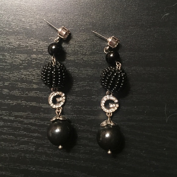 GUESS brand black and silver dangle earrings