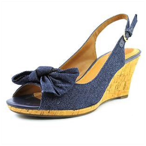 clarks denim wedge