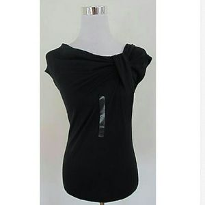 Nwt ann Taylor black kni blouse size M MSRP $49.99