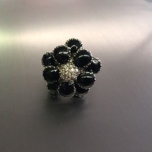 Black flower designer ring